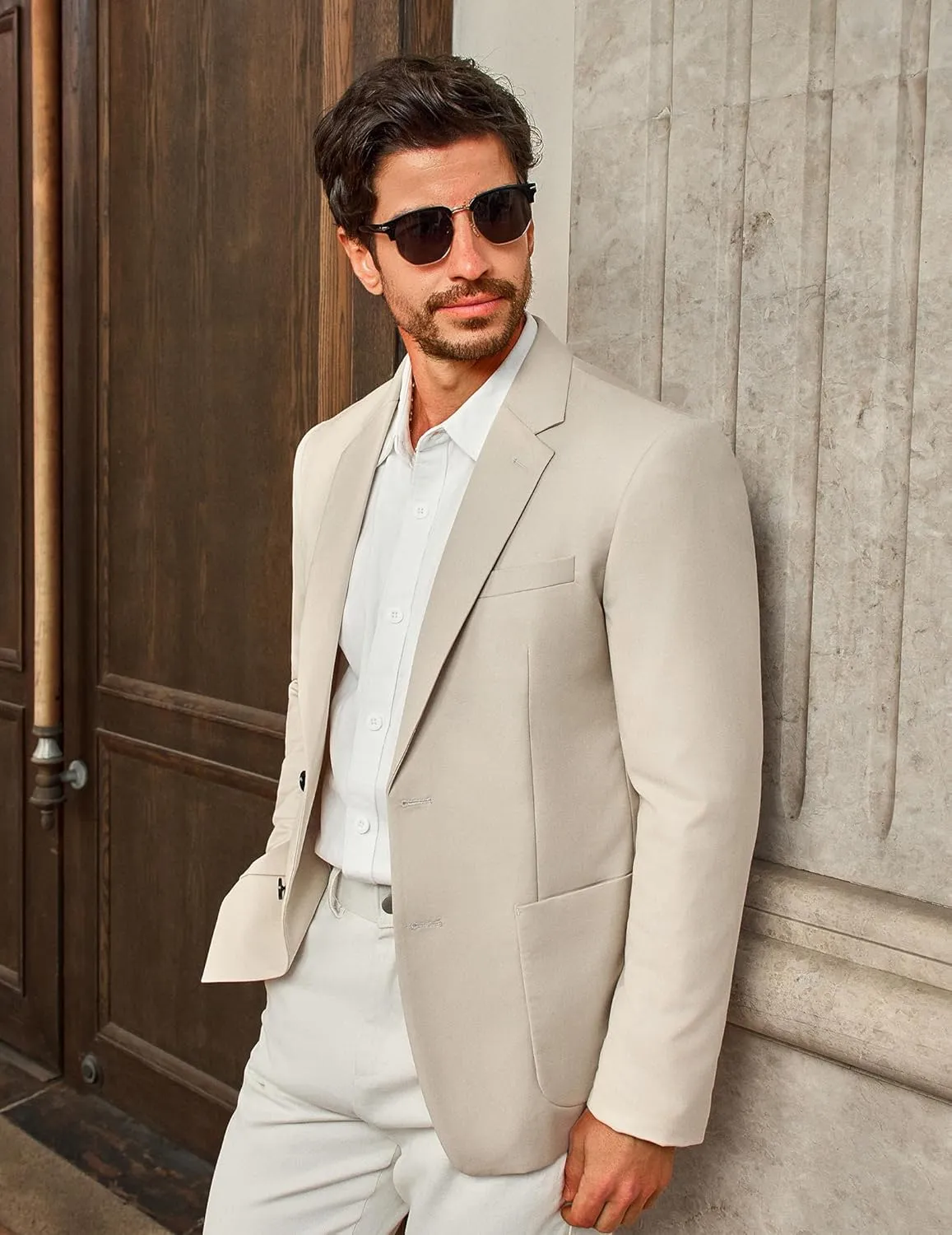 Vssjavun Mens Blazer Sport Coats Casual Lightweight Two Button Dinner Party Suit Jackets
