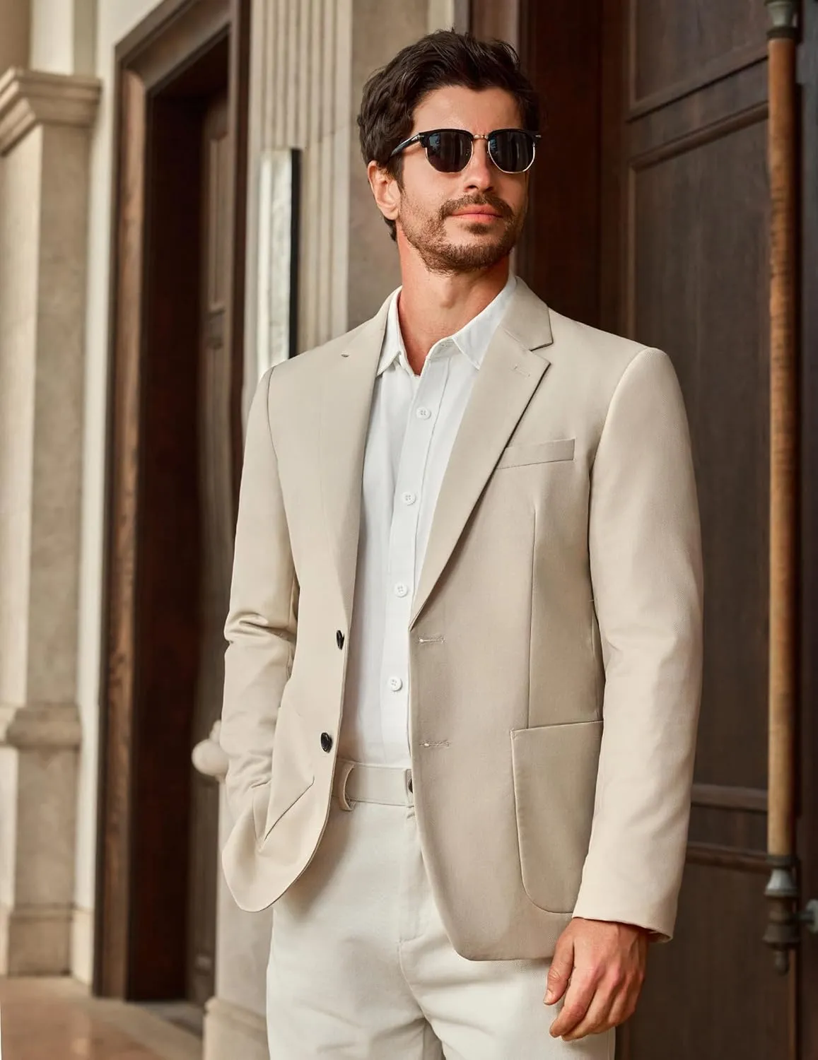 Vssjavun Mens Blazer Sport Coats Casual Lightweight Two Button Dinner Party Suit Jackets