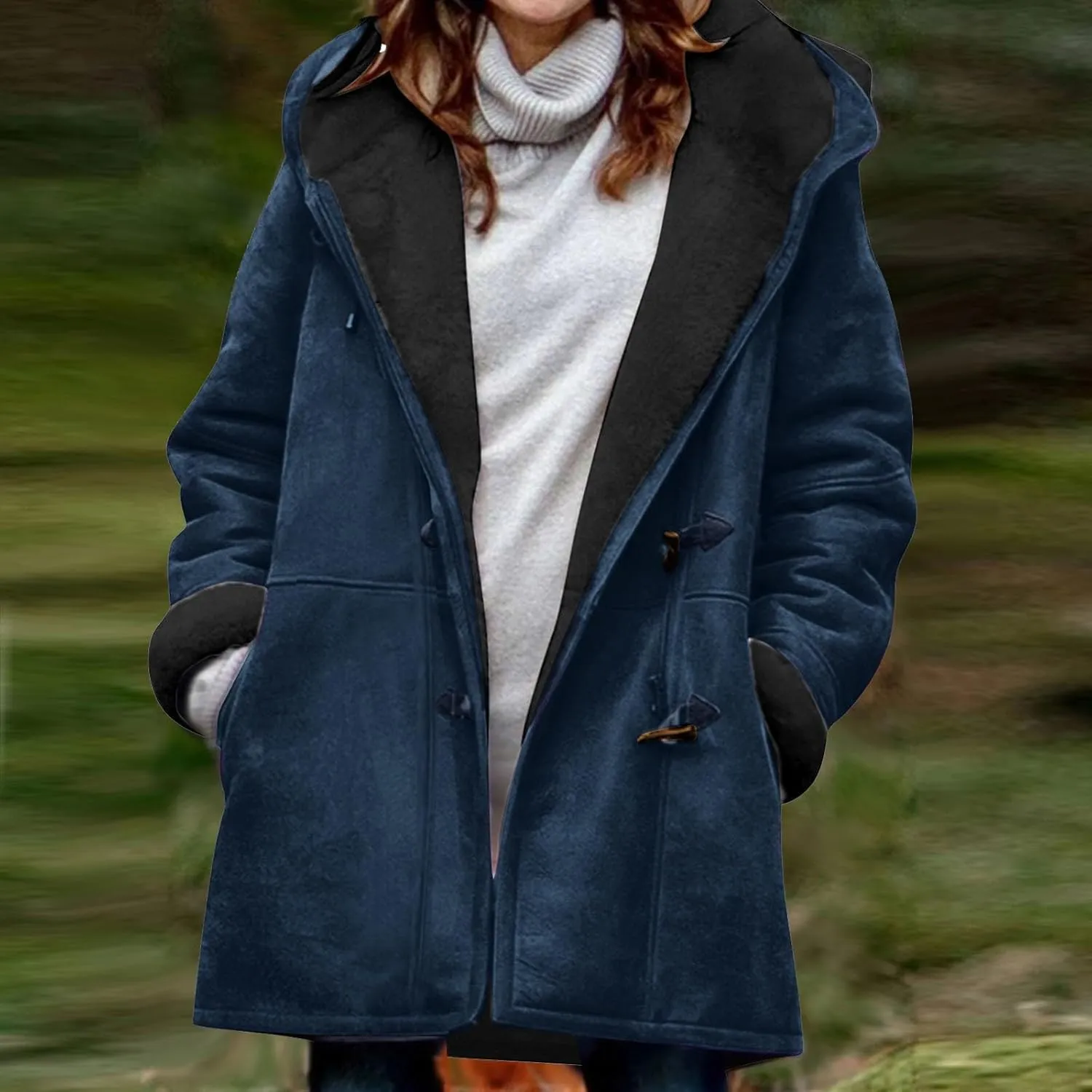 Winter Coats for Women 2024 Warm Sherpa Fleece Lined Distressed Jackets Hooded Parka Faux Suede Pea Coat Outerwear