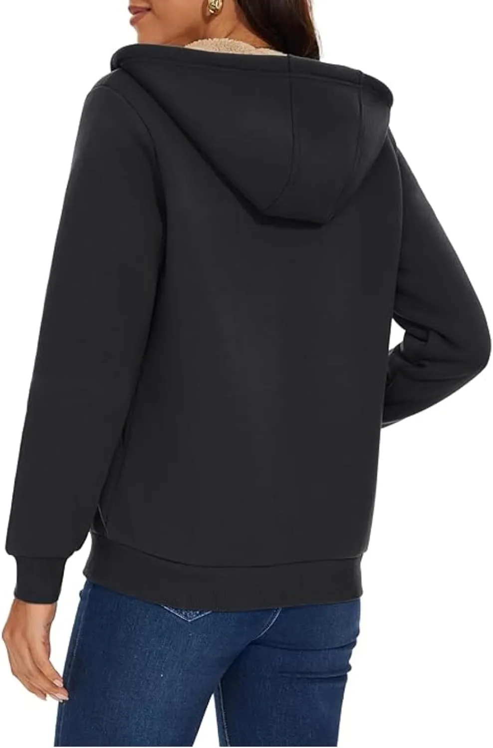 Winter Coats for Women Full Zip Sherpa Lined Hoodie Plain Warm Fleece Jacket Lightweight Versatile Sweatshirts