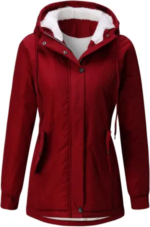 Winter Coats for Women Loose Comfy Long Sleeve Hooded Outwear Fleece Lined Warm Winter Coats 2024 Fashion Slim Overcoat