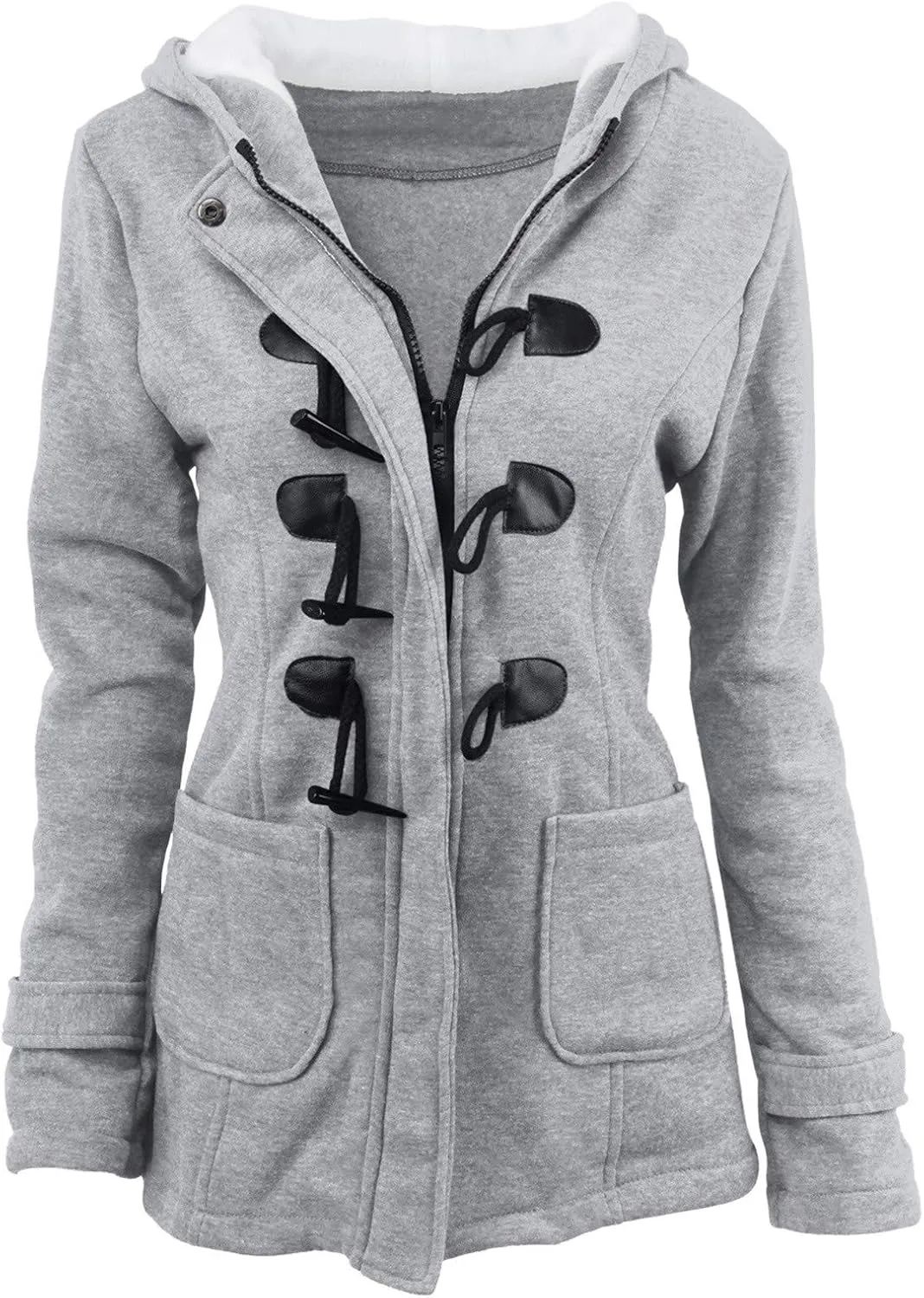 Winter Coats for Women Zip Up Hooded Utility Coats Outerwear with Pockets Plus Size Warm Sherpa Fleece Lined Jackets