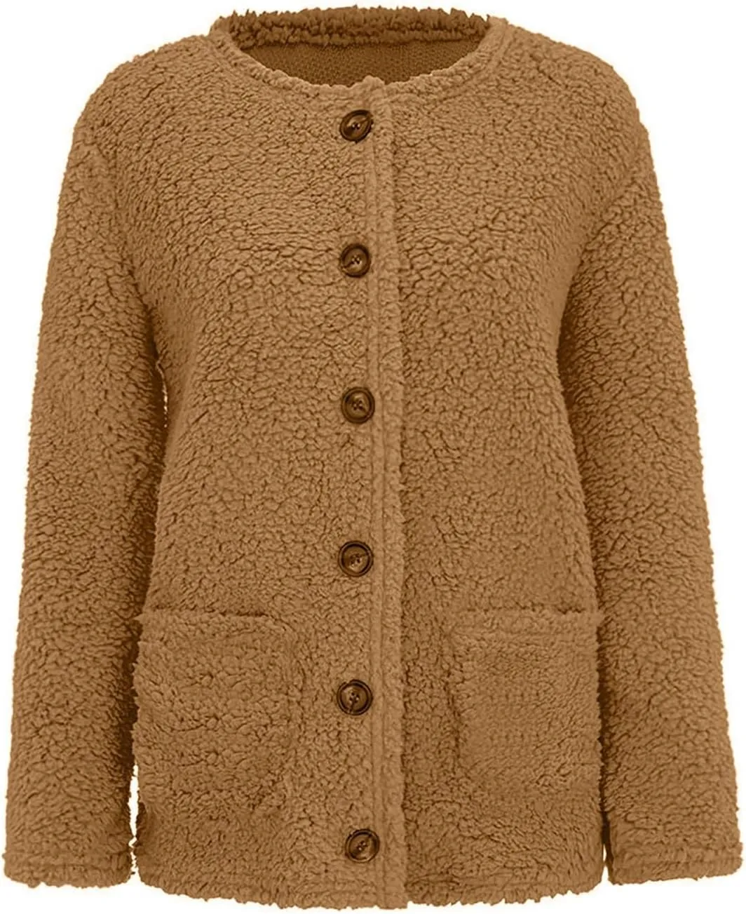 Winter Fleece Coats for Women Fuzzy Long Sleeve Warm Teddy Jacket Soft Sherpa Button Up Cardigan Casual Outerwear