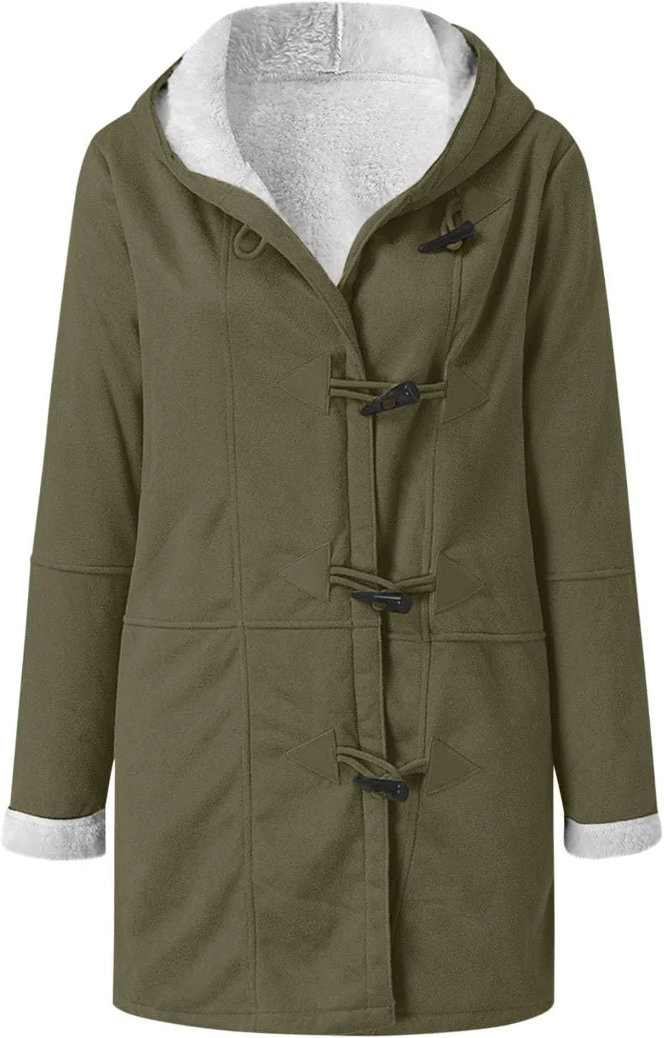 Winter Jackets for Women Sherpa Lined Jacket Women Duffle Toggle Coat Hooded Fleece Jacket Loose Fit Warm Coats