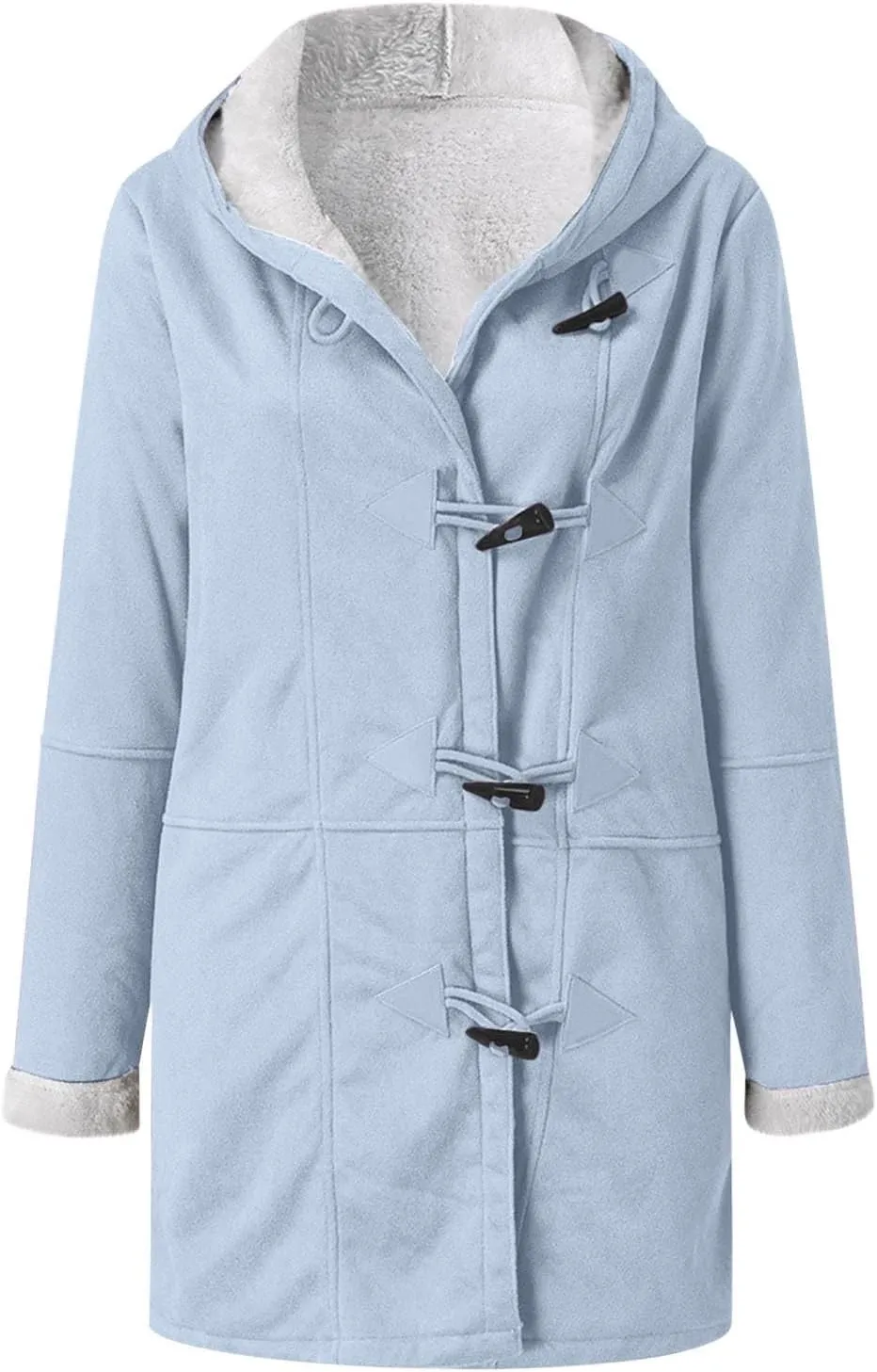 Winter Jackets for Women Sherpa Lined Jacket Women Duffle Toggle Coat Hooded Fleece Jacket Loose Fit Warm Coats