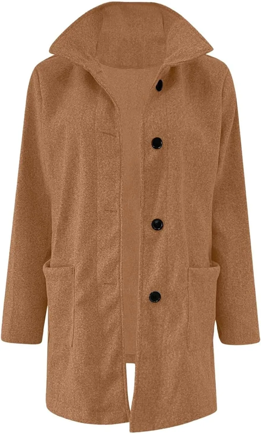 Winter Long Pea Coats for Women Wool Blend Stand Collar Single Breasted Blazer Jacket 2025 Casual Peacoat Overcoat