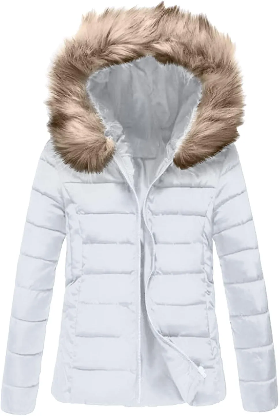 Winter Puffer Jackets for Women Plus Size Down Coats Zip Up Thermal Jacket Parkas Faux Fur Collar Hoodie Warm Outwear