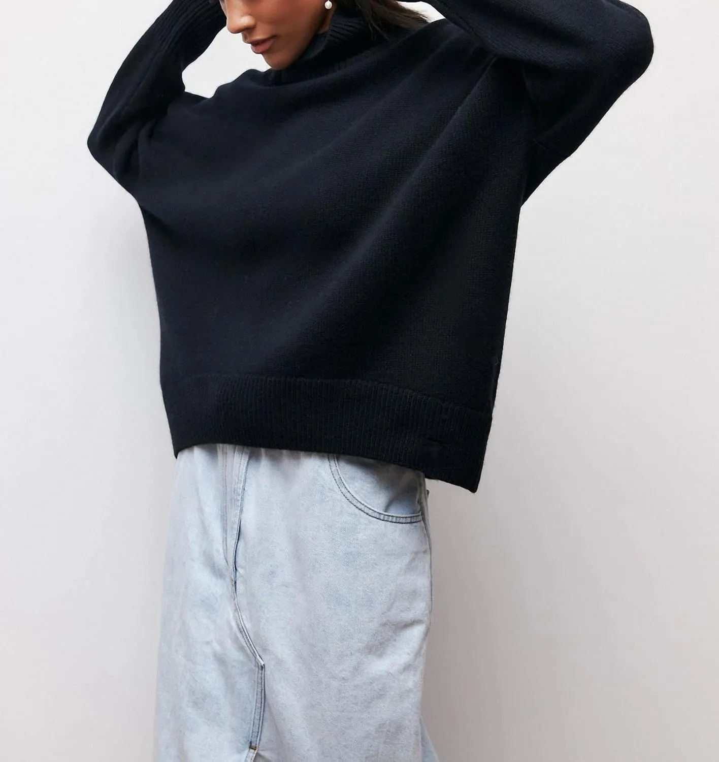 Winter Turtleneck Sweater Oversize Long Sleeve Top Autumn Casual Loose Jumper White Thick Warm Knitted Pullovers Women