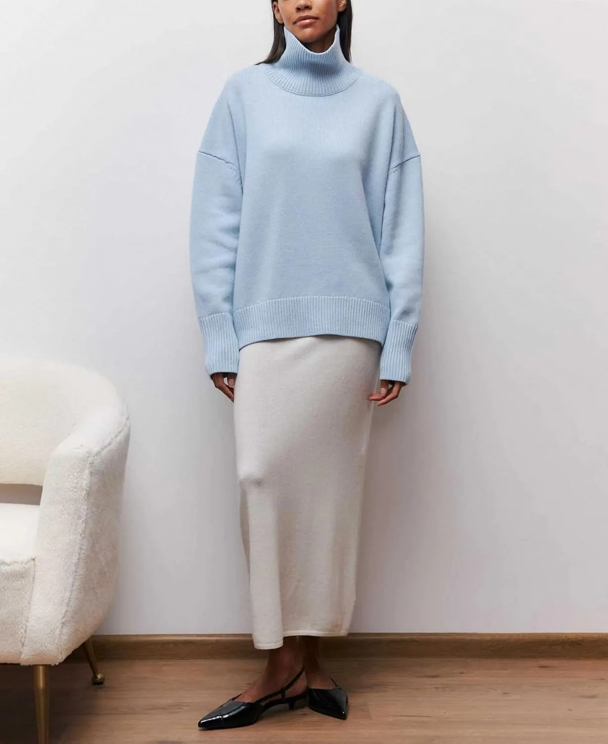 Winter Turtleneck Sweater Oversize Long Sleeve Top Autumn Casual Loose Jumper White Thick Warm Knitted Pullovers Women