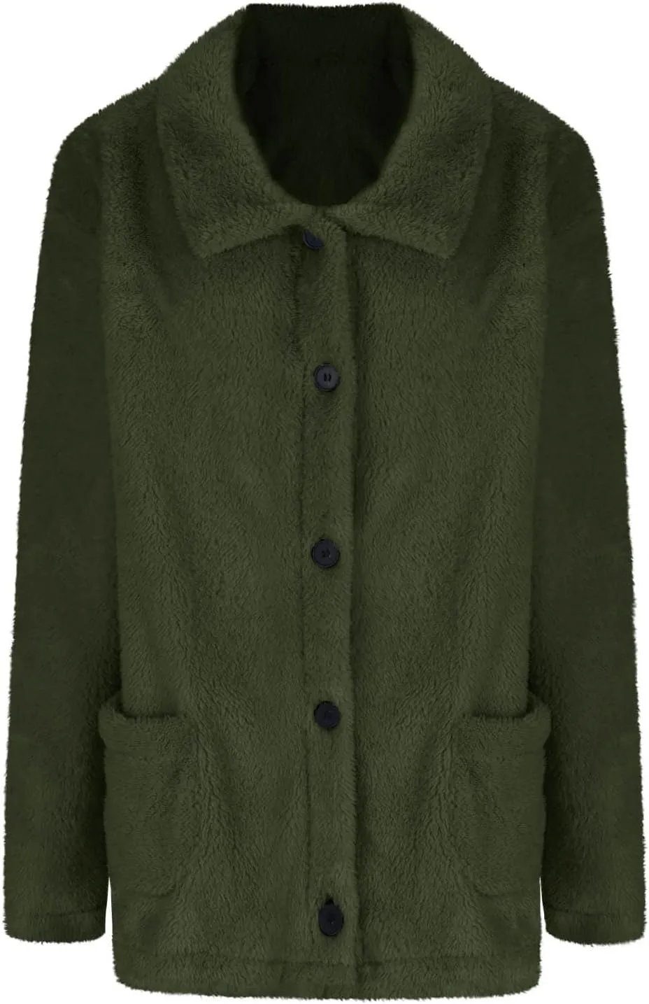Winter Warm Fleece Jackets for Women Casual Lapel Long Sleeve Button Down Sherpa Coat Oversized Open Front Cardigans