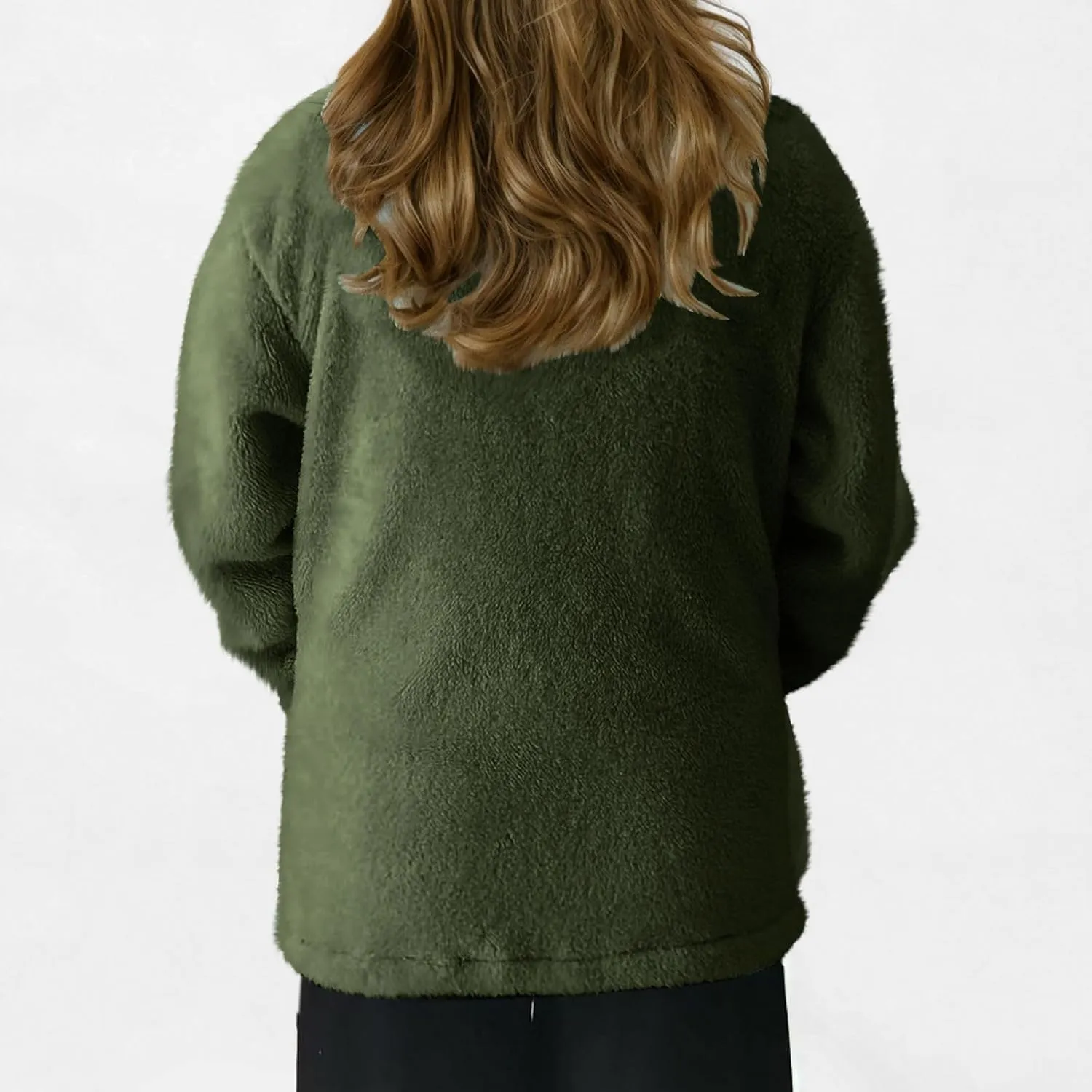 Winter Warm Fleece Jackets for Women Casual Lapel Long Sleeve Button Down Sherpa Coat Oversized Open Front Cardigans