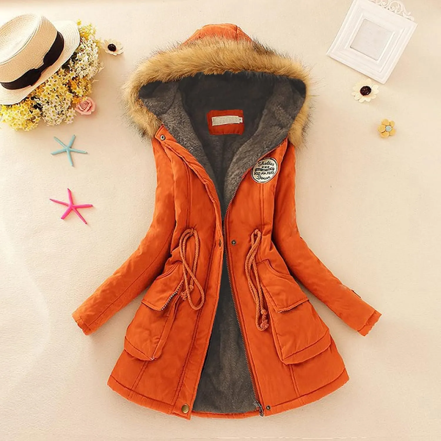 Winter Warm Sherpa Lined Coats Jackets for Women Plus Size Fuzzy Hooded Coats Parka Faux Fur Long Pea Coat Outerwear