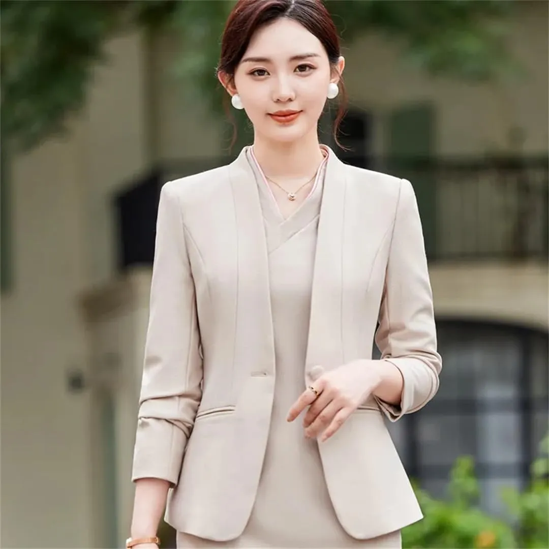 Women Coat Business Work Suit Jackets Single Button Blazer Outerwear Long Sleeve Blazer