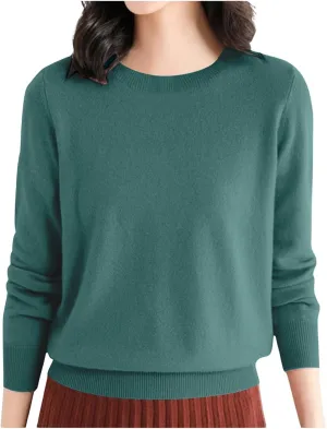 Women Cropped Pullover Sweatshirt Solid Crewneck Long Sleeve Knitted Pullover Sweater Casual Loose Fit Outfits