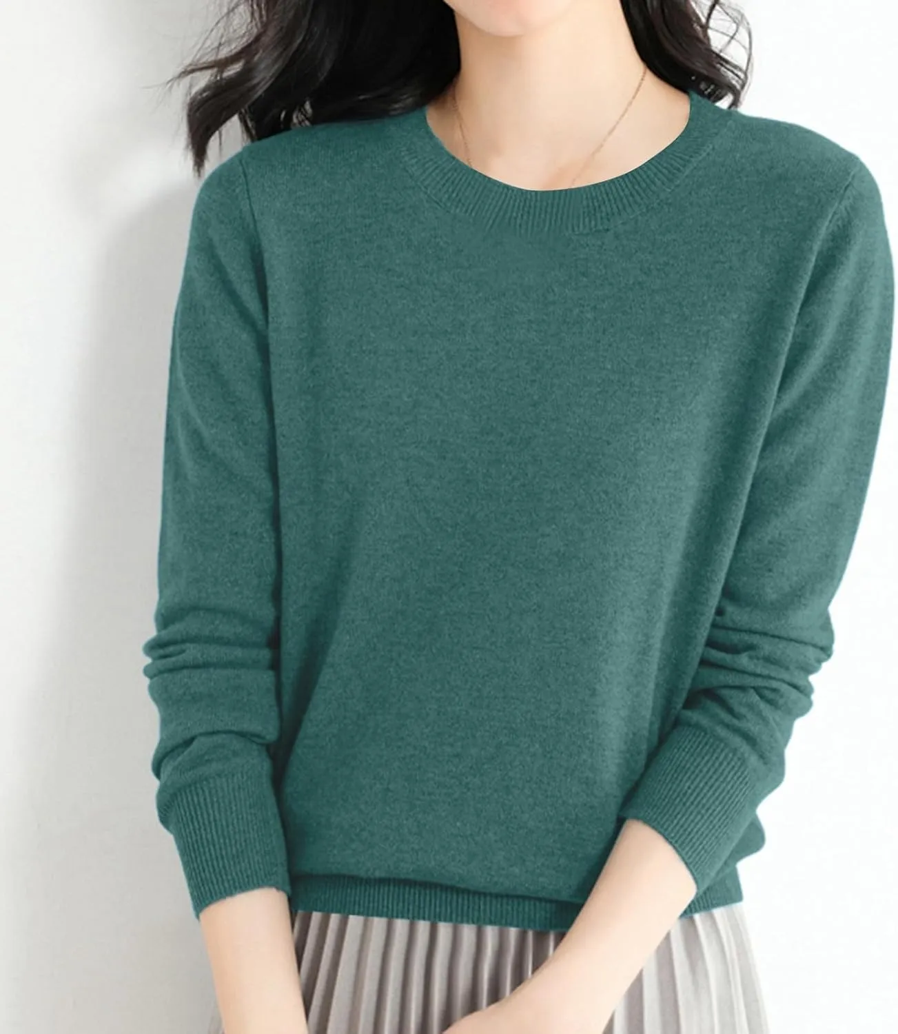 Women Cropped Pullover Sweatshirt Solid Crewneck Long Sleeve Knitted Pullover Sweater Casual Loose Fit Outfits
