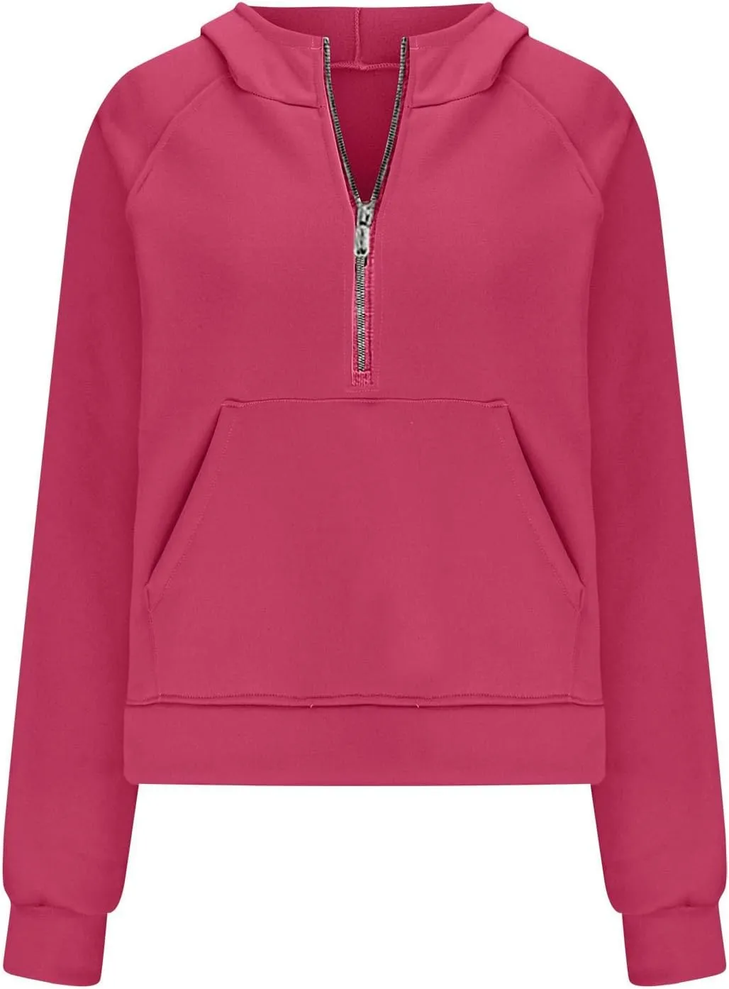 Women Cropped Sweatshirt Fashion Hoodies Casual Long Sleeve Half Zip Fleece Pullover Loose Workout Jackets with Pockets