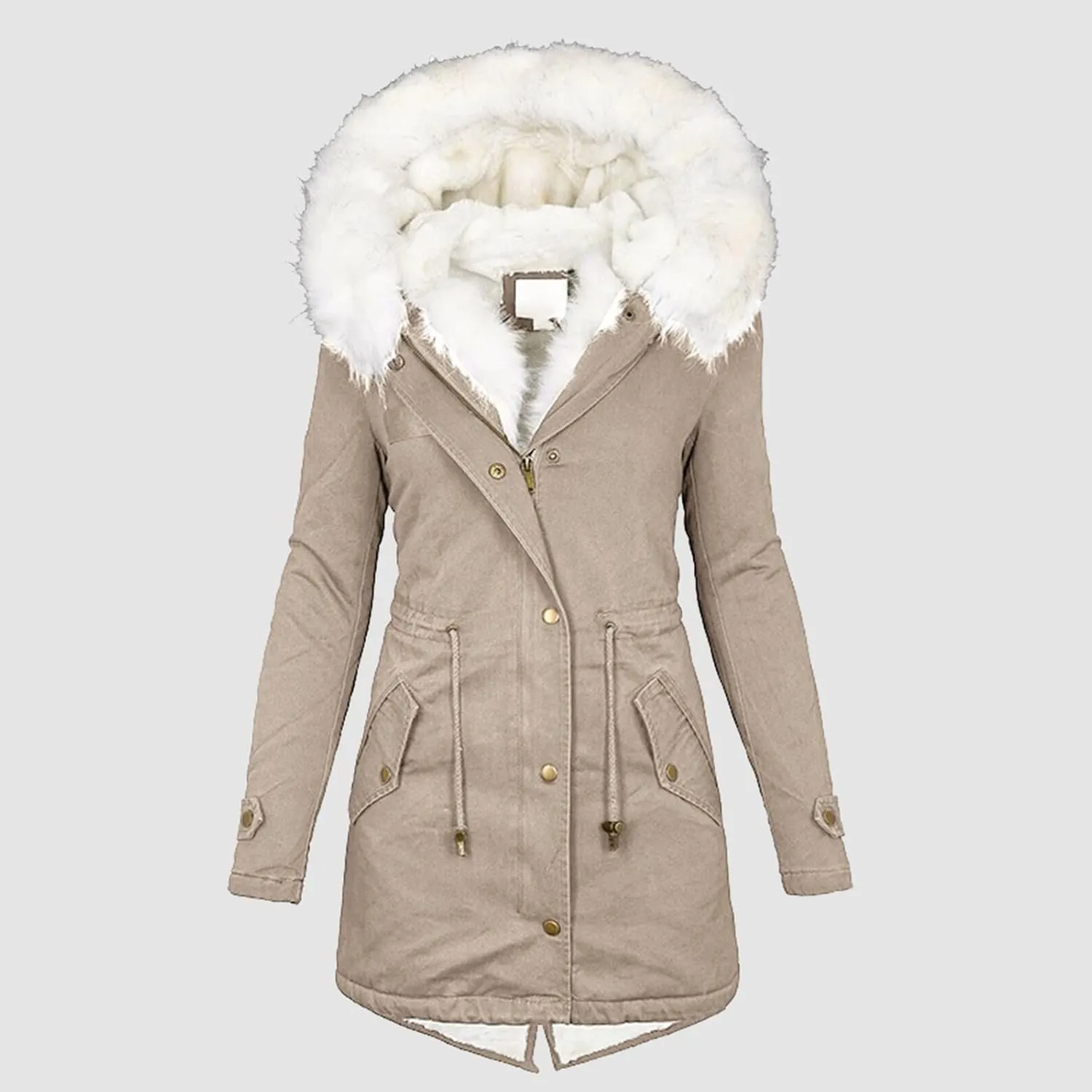 Women Down Puffer Jacket with Hood Trendy Winter Fashion Lined Hooded Snow Coat Jacket Outwear Long Jackets for