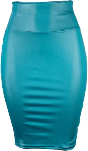 Women Faux PU Skirt High Waist Bodycon Midi Leather Skirt Office Work Mini Pencil Skirt Casual Slim Long Skirt