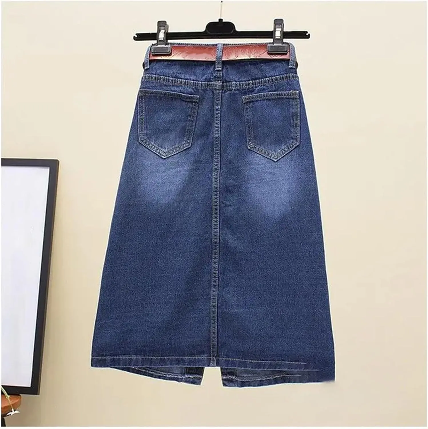 Women Front Split Denim Sheath Skirts Female Single-Breasted High Waist Midi Jeans Pencil Skirts