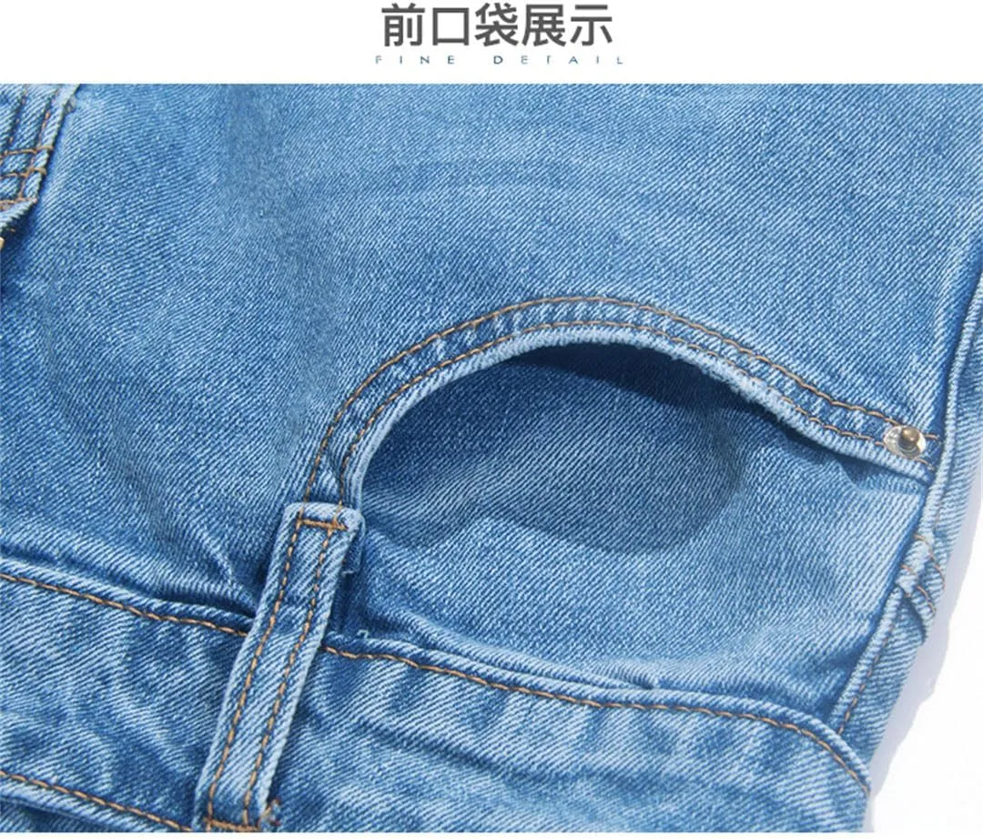 Women Knee-Length Elegant Skirt with Slit Embroidery Pencil Skirts Jeans Denim Skirt