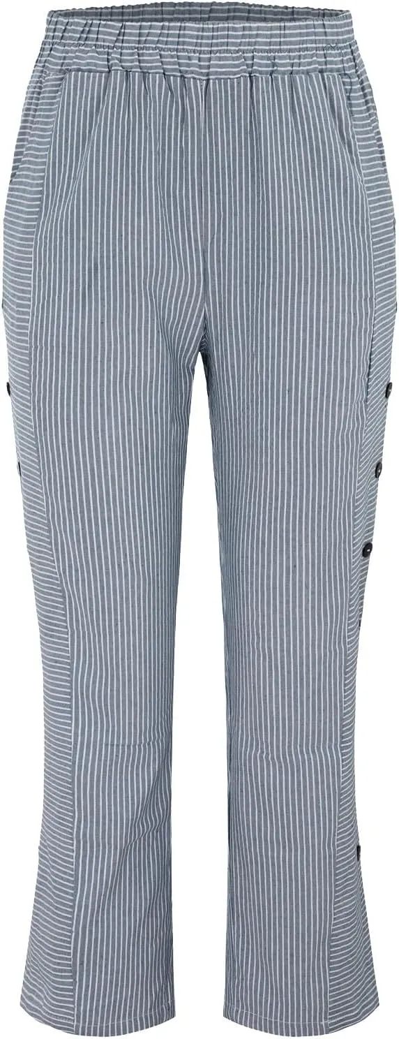 Women Linen Pants Casual Loose Elastic Waist Side Back Four Pockets 9/10 Pants Summer Beach Vacation Clothes for