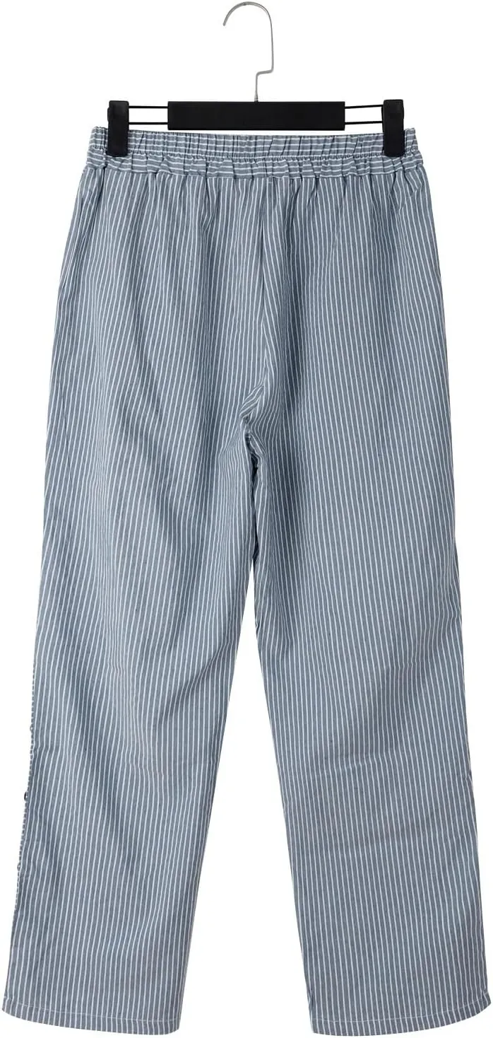 Women Linen Pants Casual Loose Elastic Waist Side Back Four Pockets 9/10 Pants Summer Beach Vacation Clothes for