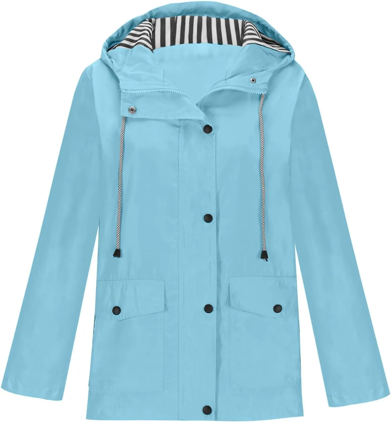 Women Rain Jacket with Hood Waterproof Lightweight Raincoat Zip Up Travel Hiking Windbreaker Fall Outdoor Trench Coat