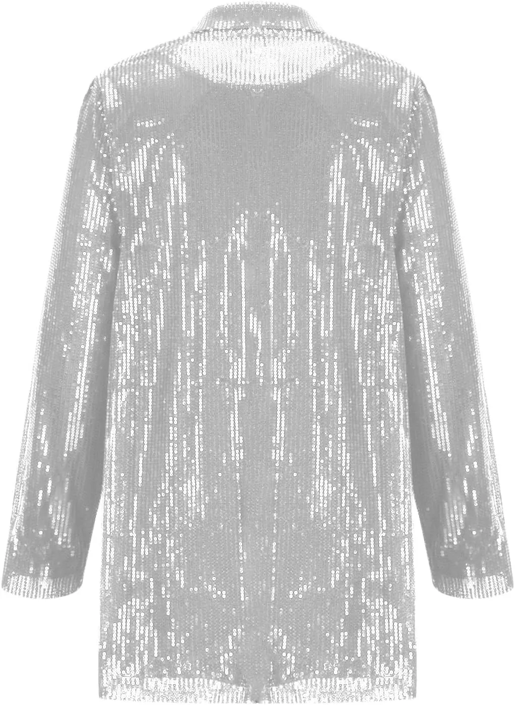 Women Sequin Shiny Blazer Notched Lapel Open Front Long Sleeve Suit Jackets Sparkly Party Casaul Lightweight Outwear