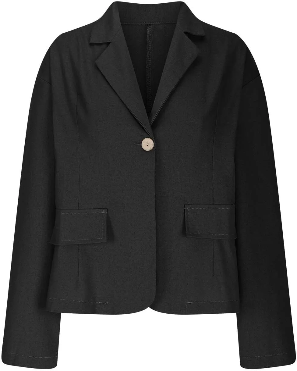 Women Summer Cotton Linen Blazer Lightweight Suit Jackets Dressy Casual Spring Blazers Interview Outfits