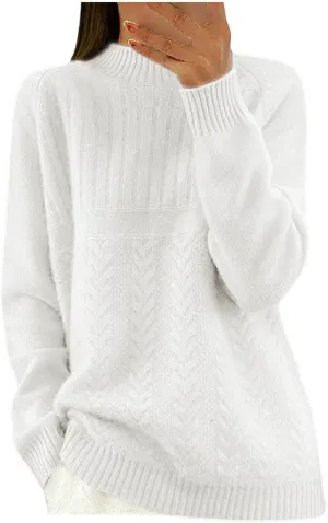Women Sweaters Fall Winter Pullovers Turtleneck Oversized Sweater Long Sleeve Knit Top Warm Basic Pullover Sweaters