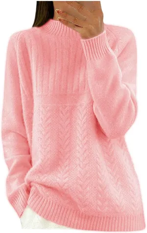 Women Sweaters Fall Winter Pullovers Turtleneck Oversized Sweater Long Sleeve Knit Top Warm Basic Pullover Sweaters