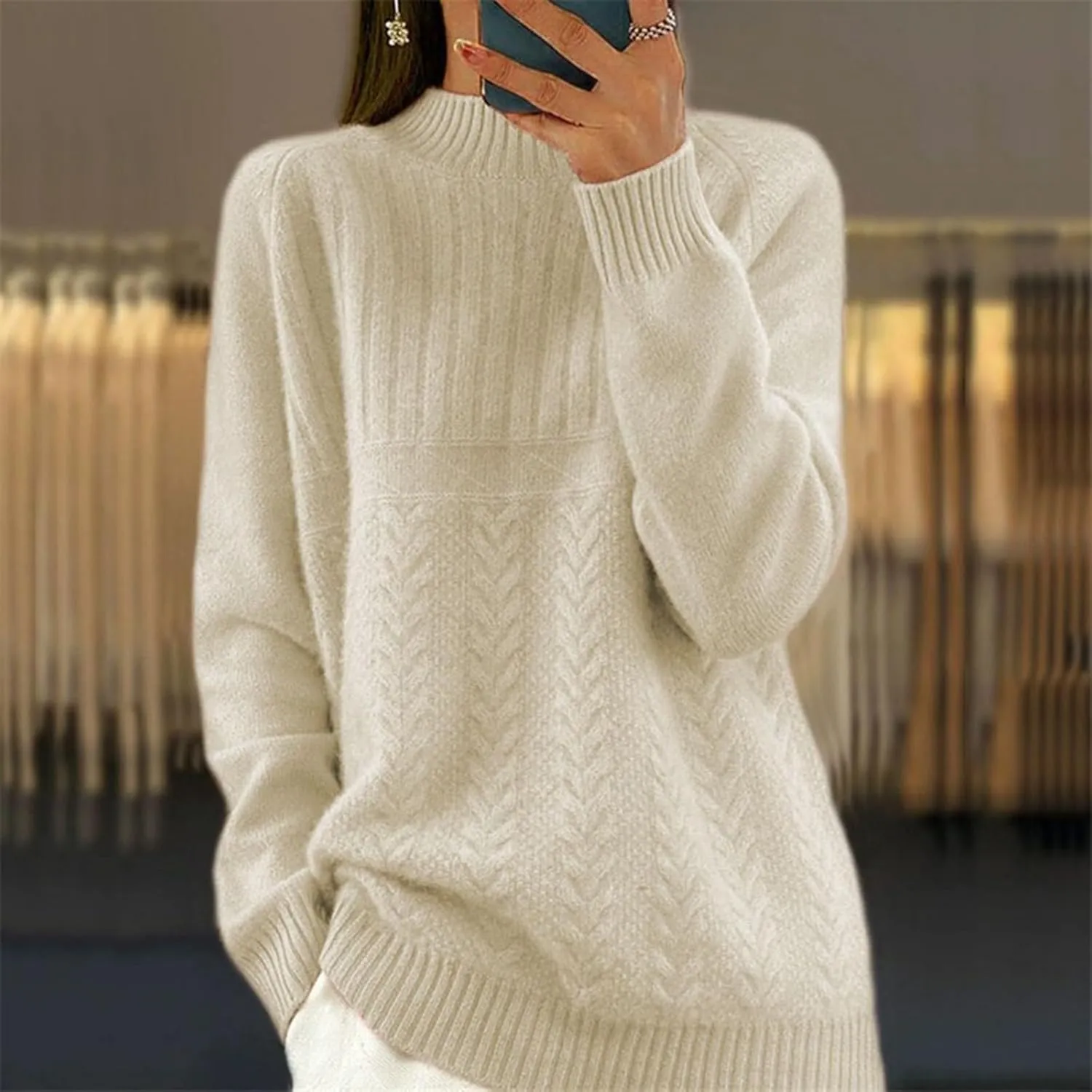Women Sweaters Fall Winter Pullovers Turtleneck Oversized Sweater Long Sleeve Knit Top Warm Basic Pullover Sweaters