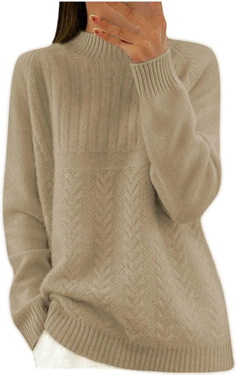 Women Sweaters Fall Winter Pullovers Turtleneck Oversized Sweater Long Sleeve Knit Top Warm Basic Pullover Sweaters