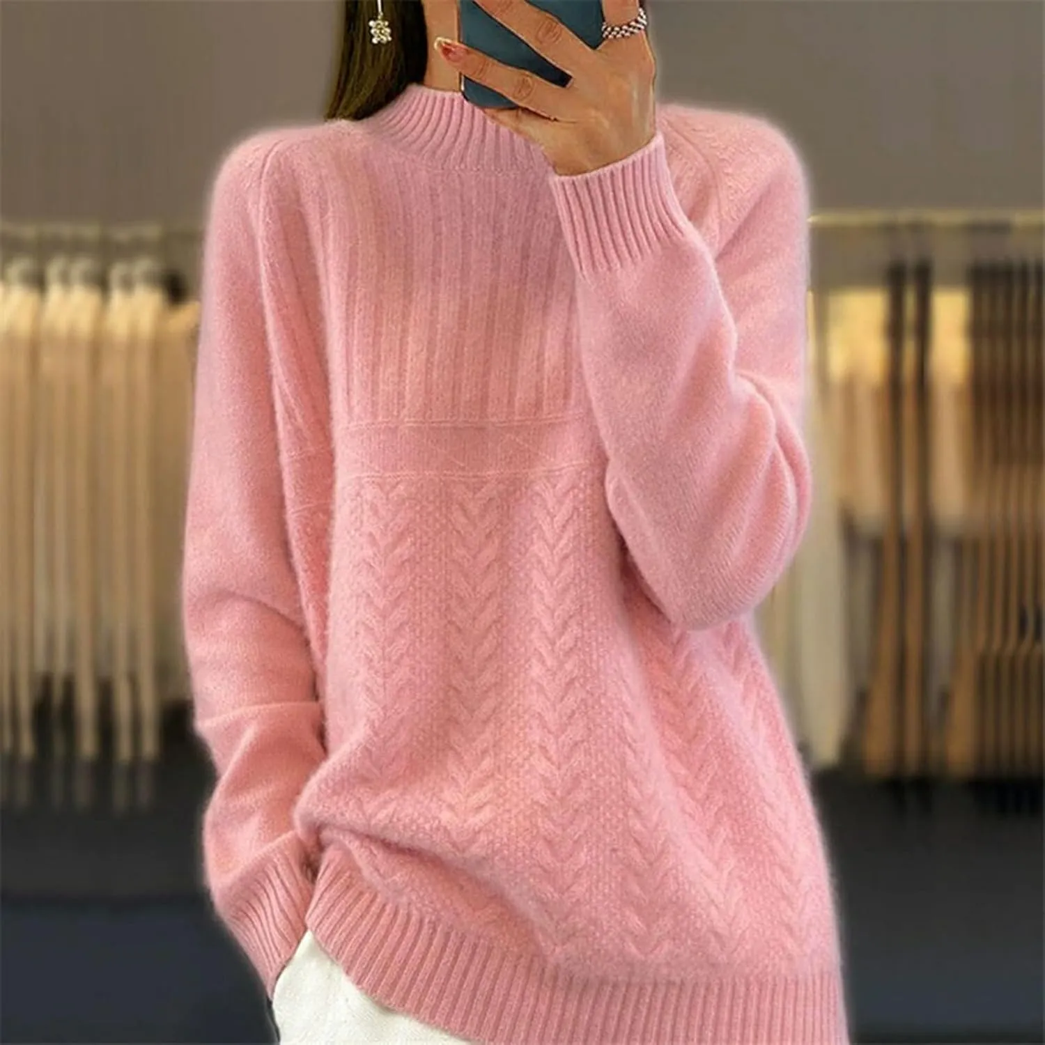 Women Sweaters Fall Winter Pullovers Turtleneck Oversized Sweater Long Sleeve Knit Top Warm Basic Pullover Sweaters
