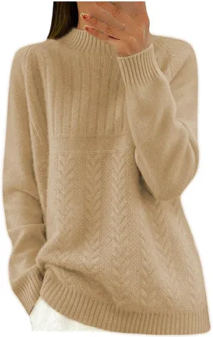 Women Sweaters Fall Winter Pullovers Turtleneck Oversized Sweater Long Sleeve Knit Top Warm Basic Pullover Sweaters