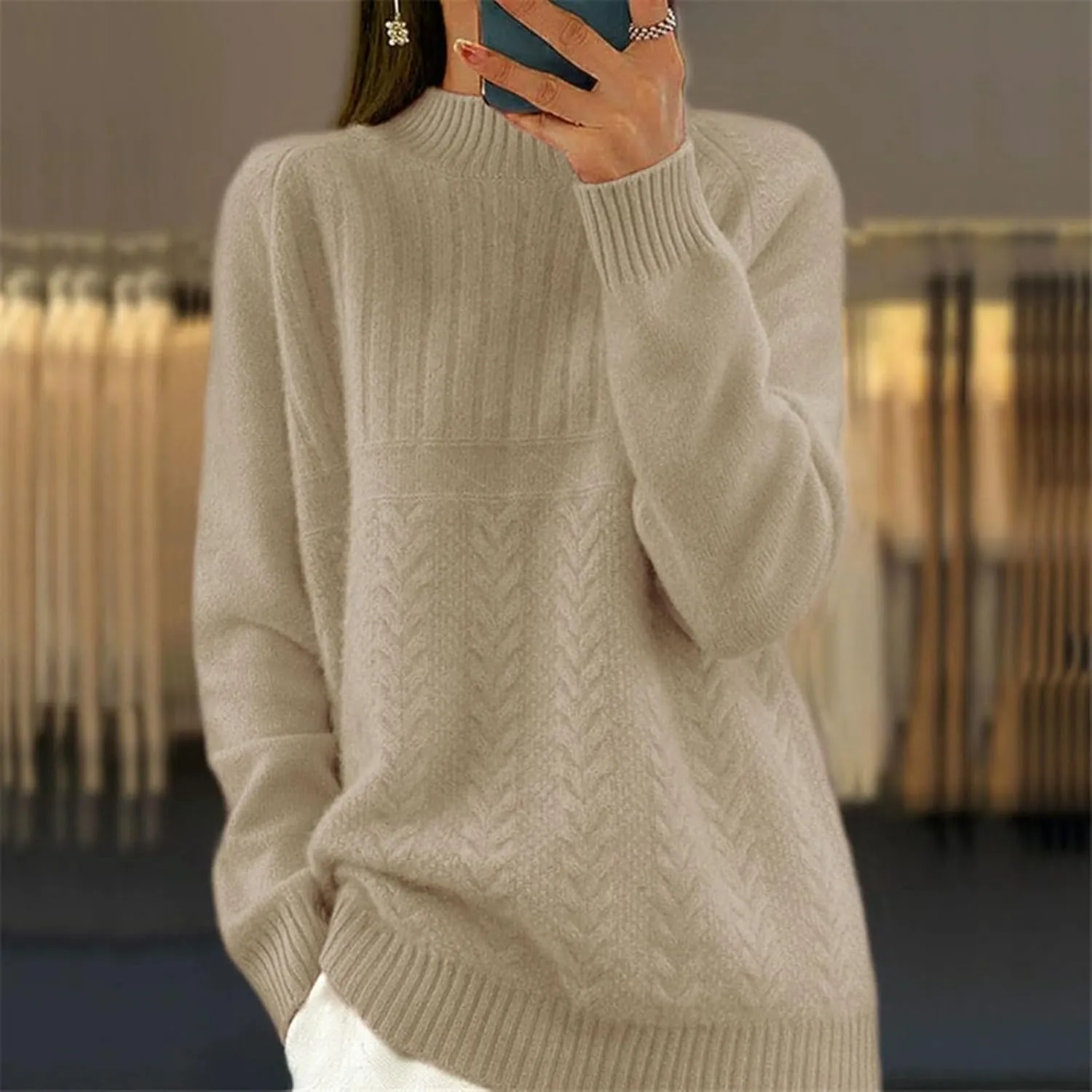 Women Sweaters Fall Winter Pullovers Turtleneck Oversized Sweater Long Sleeve Knit Top Warm Basic Pullover Sweaters