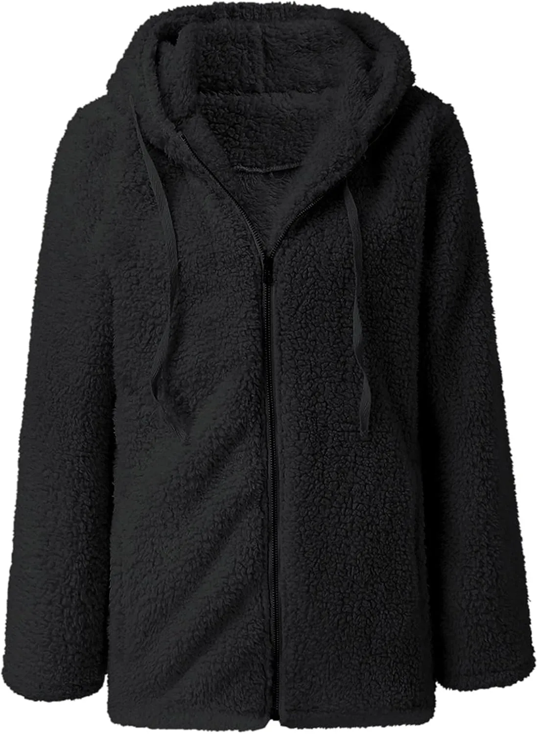 Women Winter Fuzzy Sherpa Soft Fleece Coat Solid Oversized Warm Sherpa Coats Faux Fur Jacket Shearling Outerwear
