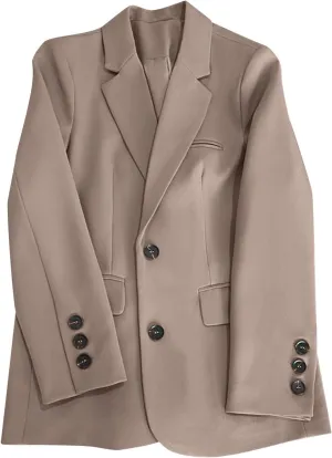 Womens 2024 Bussiness Casual Blazers Open Front Long Sleeve Work Office Suit Jacket Button Lapel Fall Loose Outwear