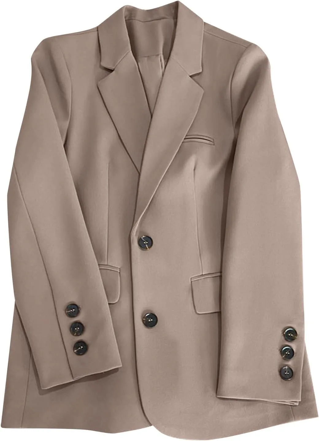 Womens 2024 Bussiness Casual Blazers Open Front Long Sleeve Work Office Suit Jacket Button Lapel Fall Loose Outwear