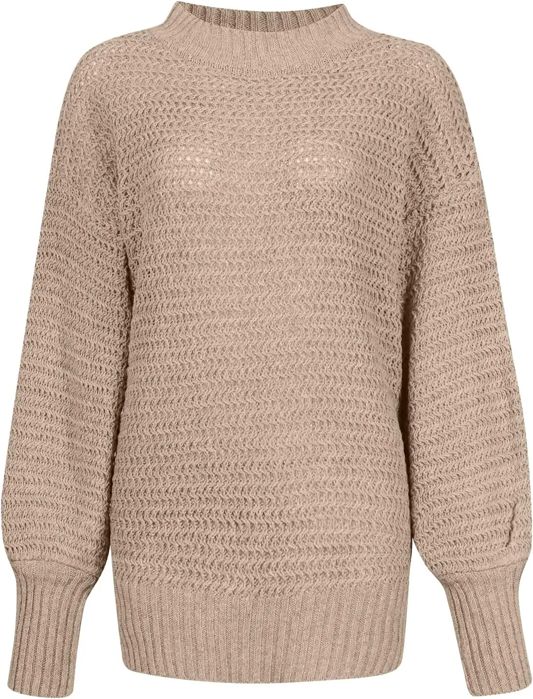 Women's 2024 Fall Casual Fall Oversized Sweater Long Sleeve Crew Neck Side Slit Oversized Ribbed Knit Pullover Tops