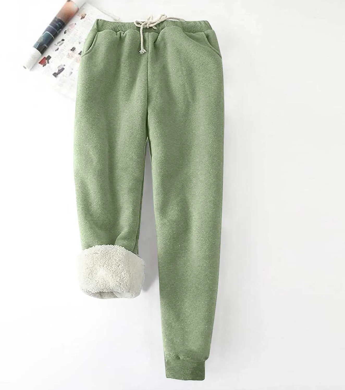 Womens 2024 Winter Warm Solid Athletic Sweatpants Baggy Thick Sherpa Lined Joggers Pants Thermal Cashmere Fleece Pants