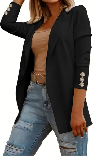 Women's Blazers & Suit Jackets Business Women Cardigan Buttonn Cute Winter Cardigan Fitted Herringbone Tops