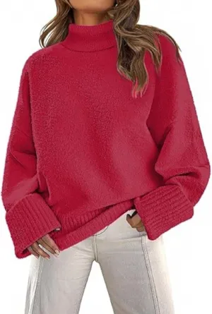 Womens Cable Sweater Oversized Long Sleeve Crewneck Knit Jumper Tops Fall/Winter Pullovers Blouse