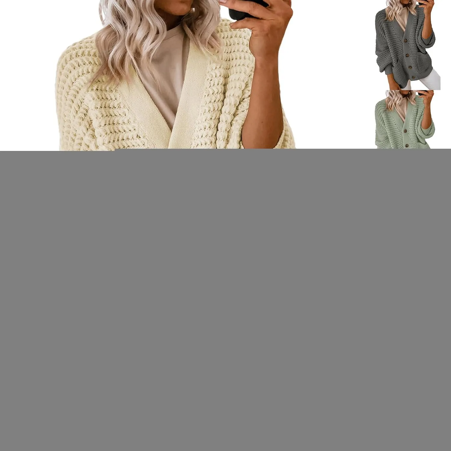 Womens Cardigan Sweaters Button Up Chunky Knit Cardigans V Neck Loose Fit Jackets Outwear