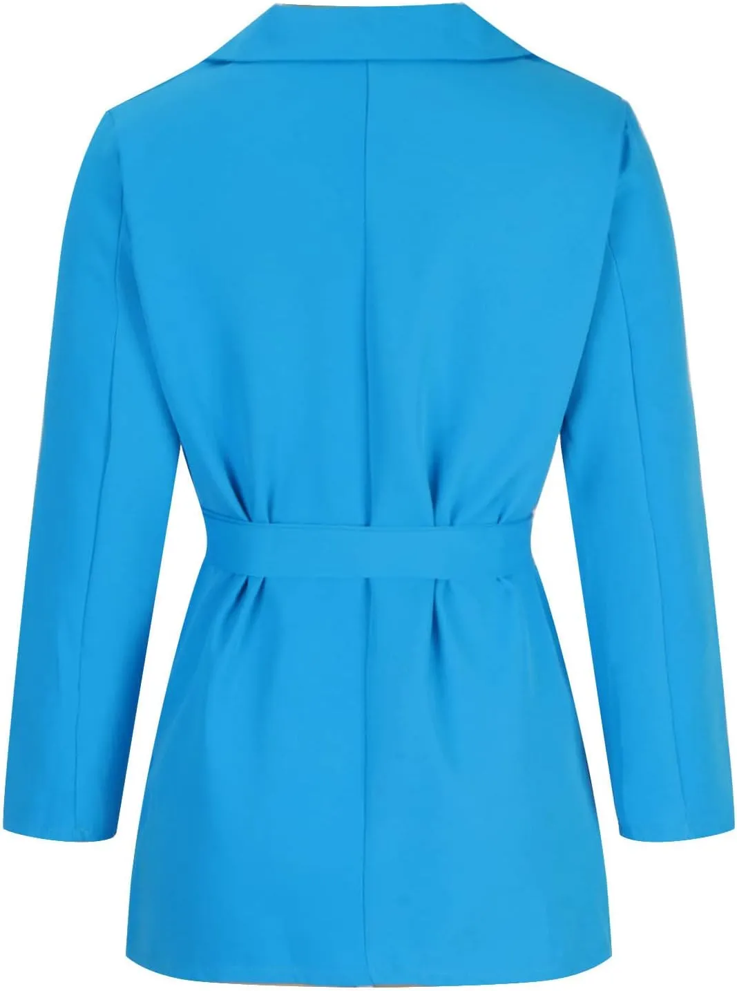 Women's Casual Elegant Blazers Long Sleeve Button Lapel Open Front Business Work Office Pockets Suit Jackets with Belt