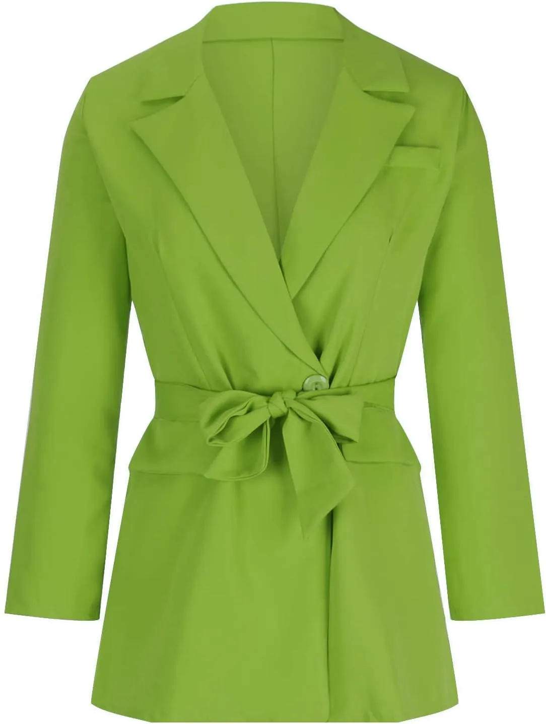 Women's Casual Elegant Blazers Long Sleeve Button Lapel Open Front Business Work Office Pockets Suit Jackets with Belt