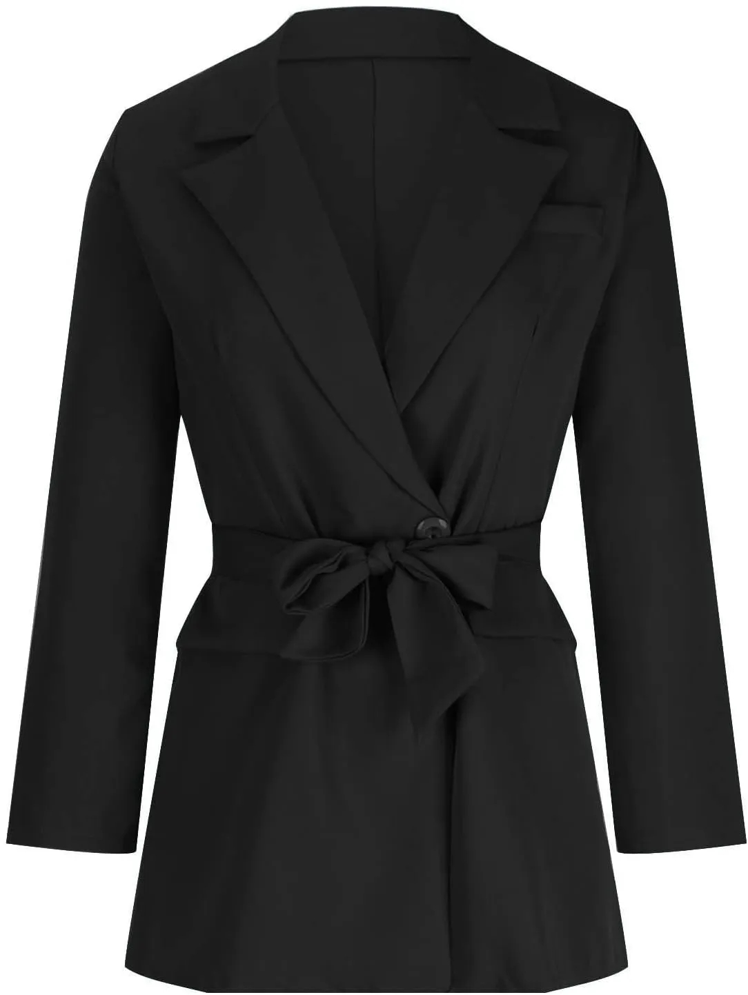 Women's Casual Elegant Blazers Long Sleeve Button Lapel Open Front Business Work Office Pockets Suit Jackets with Belt
