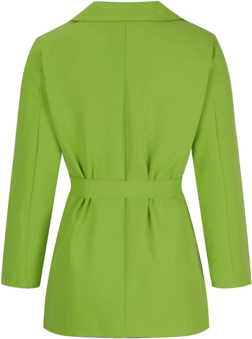 Women's Casual Elegant Blazers Long Sleeve Button Lapel Open Front Business Work Office Pockets Suit Jackets with Belt