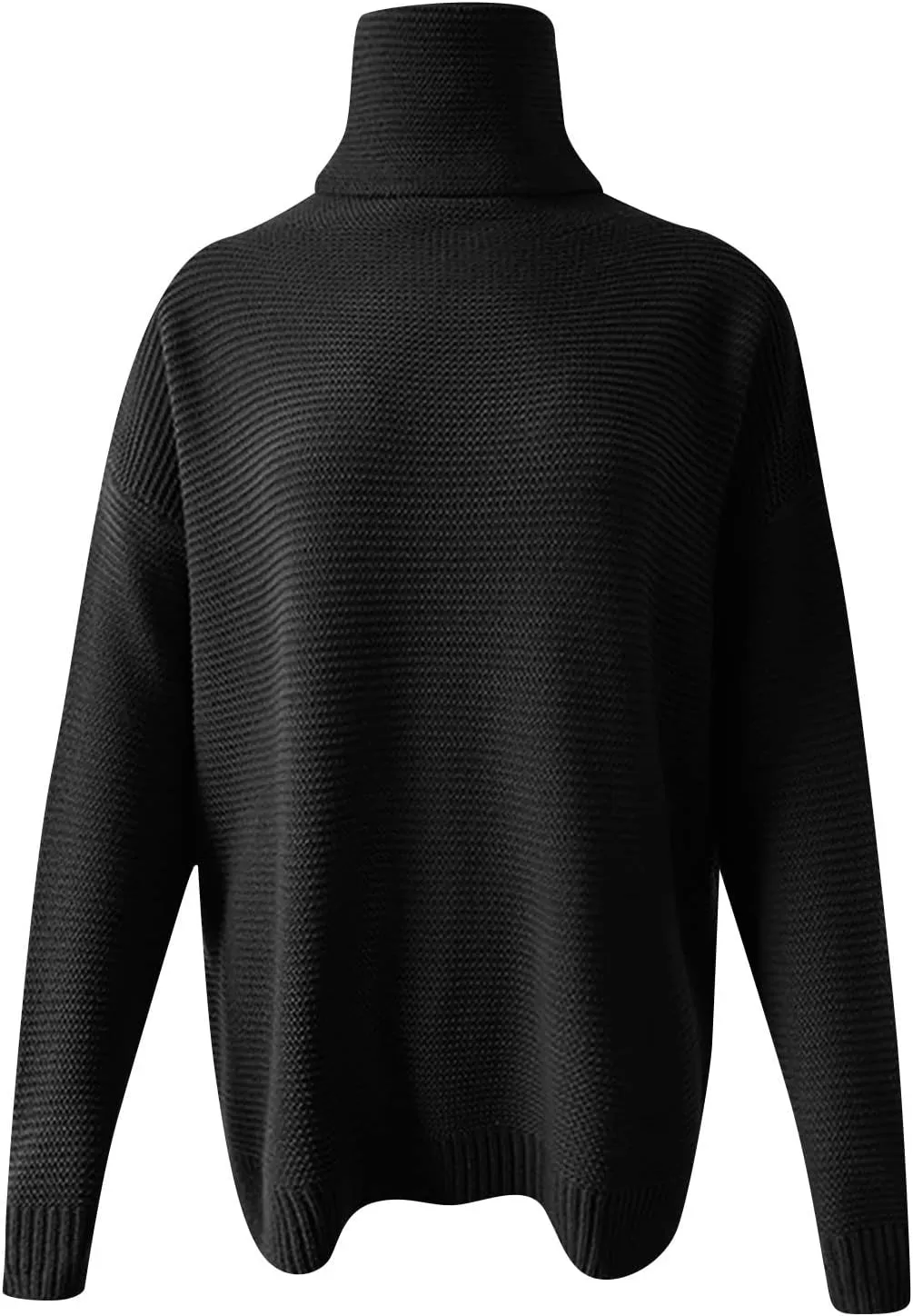 Women's Casual Long Sleeve Turtleneck Ribbed Knitted Striped Sweater Pullover Oversized Soft Blouse Tops Plus Size