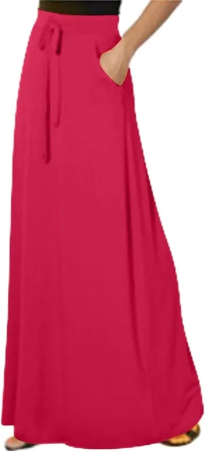 Women's Casual Maxi Skirts A Line Summer Skirts Drawstring Waist Boho Beach Skirt Boho Flowy Long Skirts Resort Wear